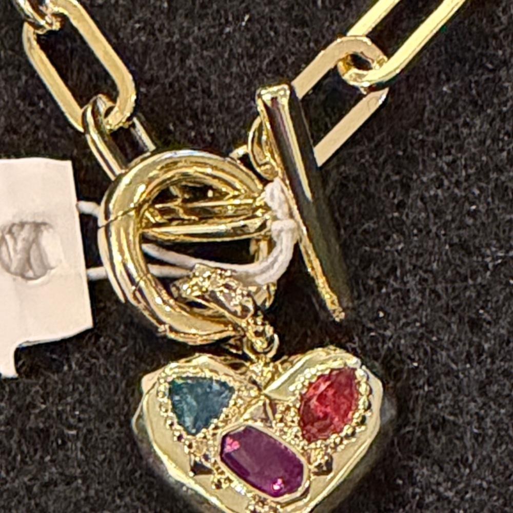 Kendra Scott Penny Gold Heart Chain Bracelet in Multi Mix/NWT - Picture 7 of 11